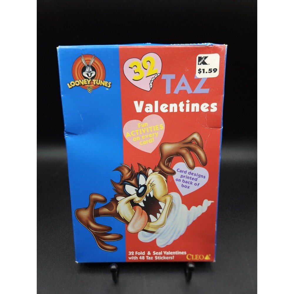 Vtg Valentines Looney Tunes Tazmanian Devil 1997 CLEO Taz 32 Cards With Stickers